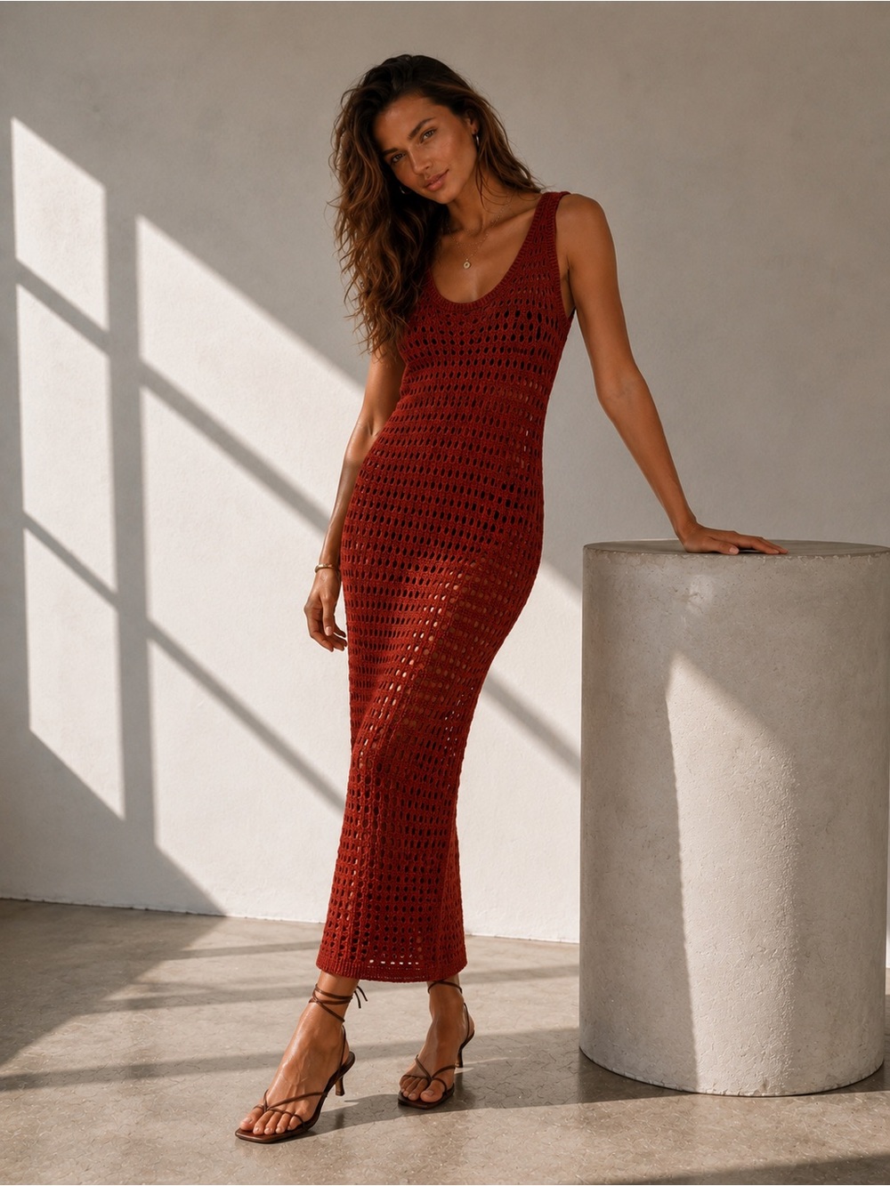 Sleeveless Crochet Maxi Dress - SWNY